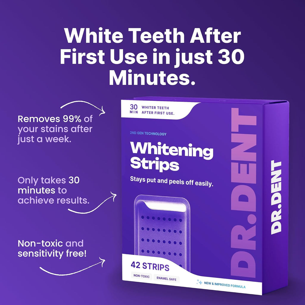 DR.DENT Strisce Sbiancanti per Denti – Denti Più Bianchi Senza Sensibilità (42 Pezzi) - Swaft shop