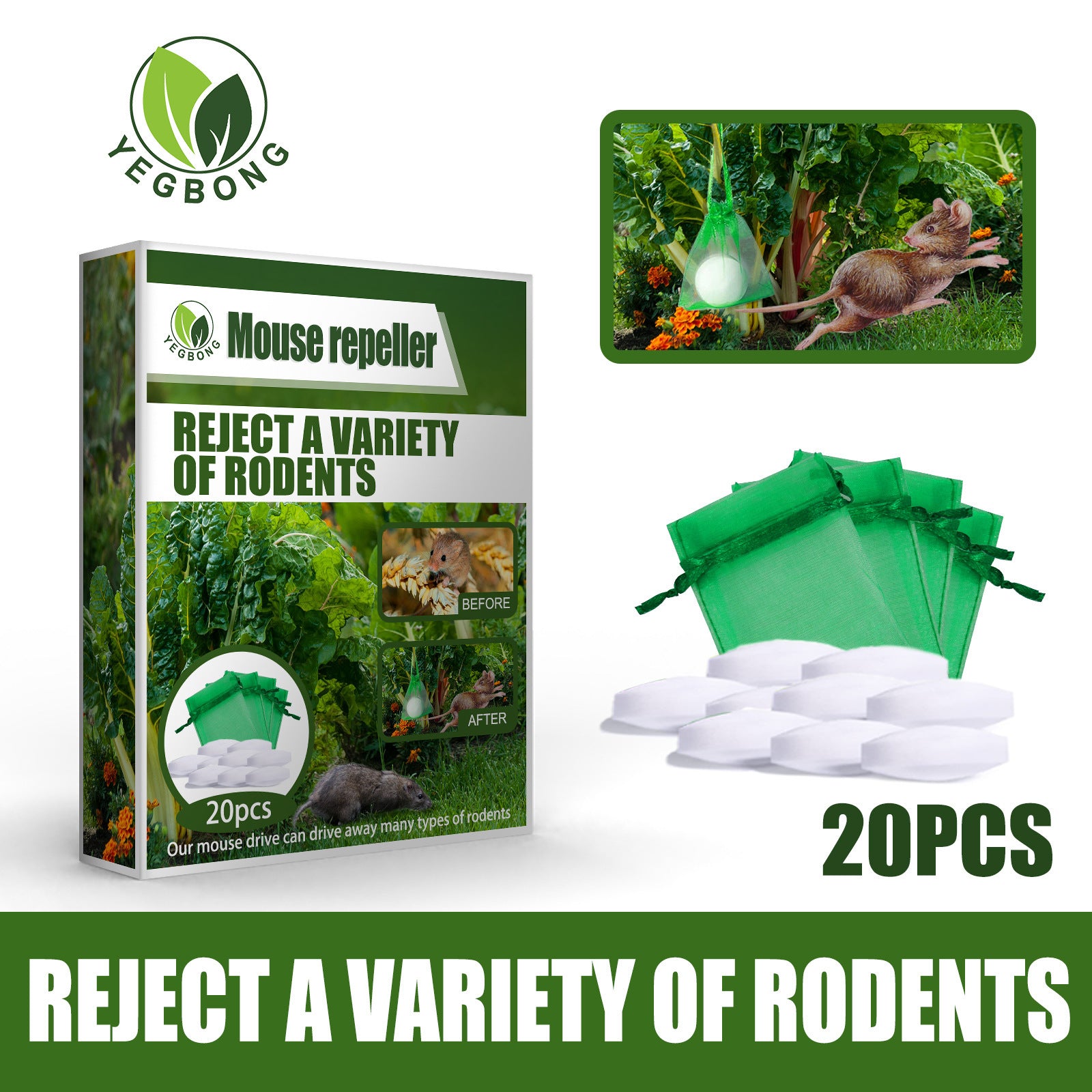Repellente Naturale per Topi e Roditori – 20 Pezzi | Protezione Efficace per Giardino e Casa
